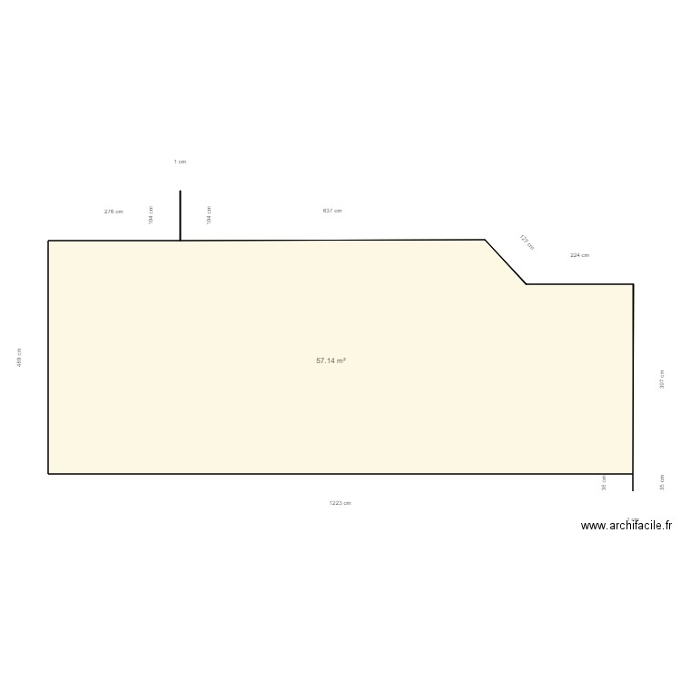 Galland Toulouges. Plan de 1 pièce et 57 m2