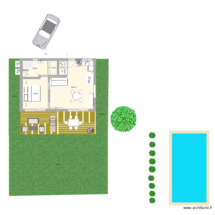 annexe  3 jardin. Plan de 5 pièces et 43 m2