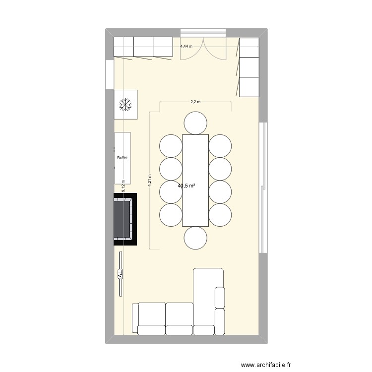 Chambre d'hôte Bergerie. Plan de 3 pièces et 24 m2