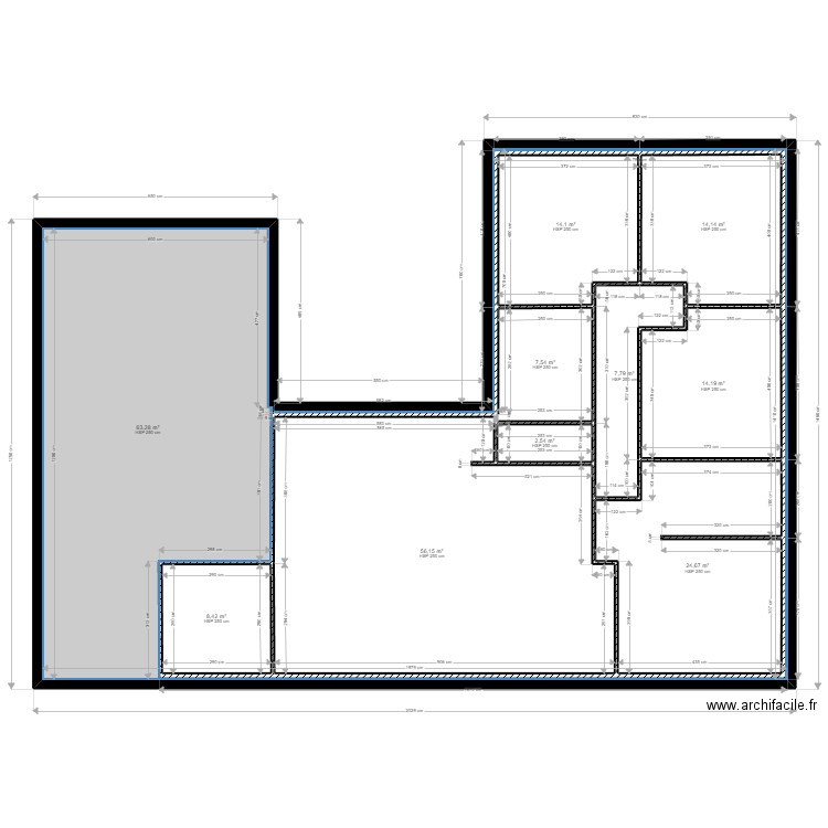 plan maison seul. Plan de 10 pièces et 213 m2