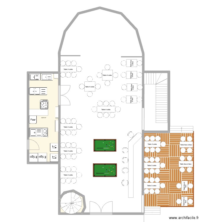 ecr. Plan de 2 pièces et 51 m2