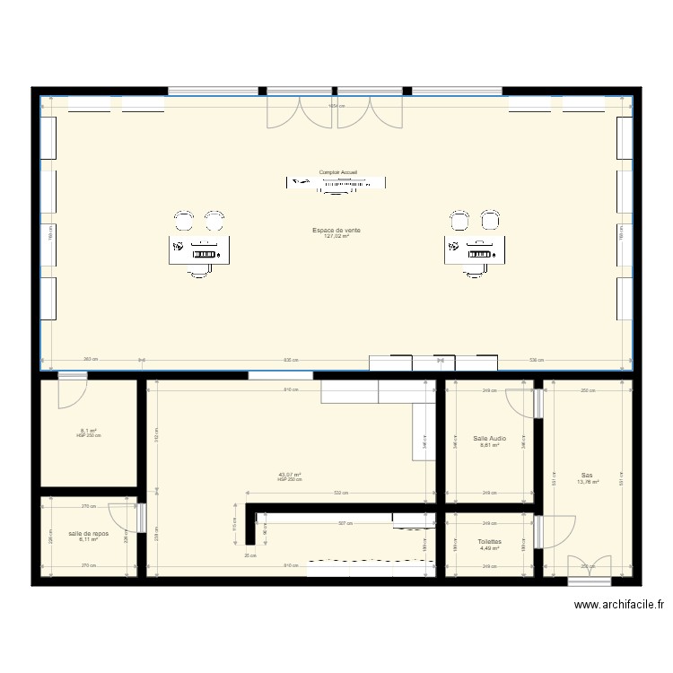 Optique . Plan de 7 pièces et 211 m2