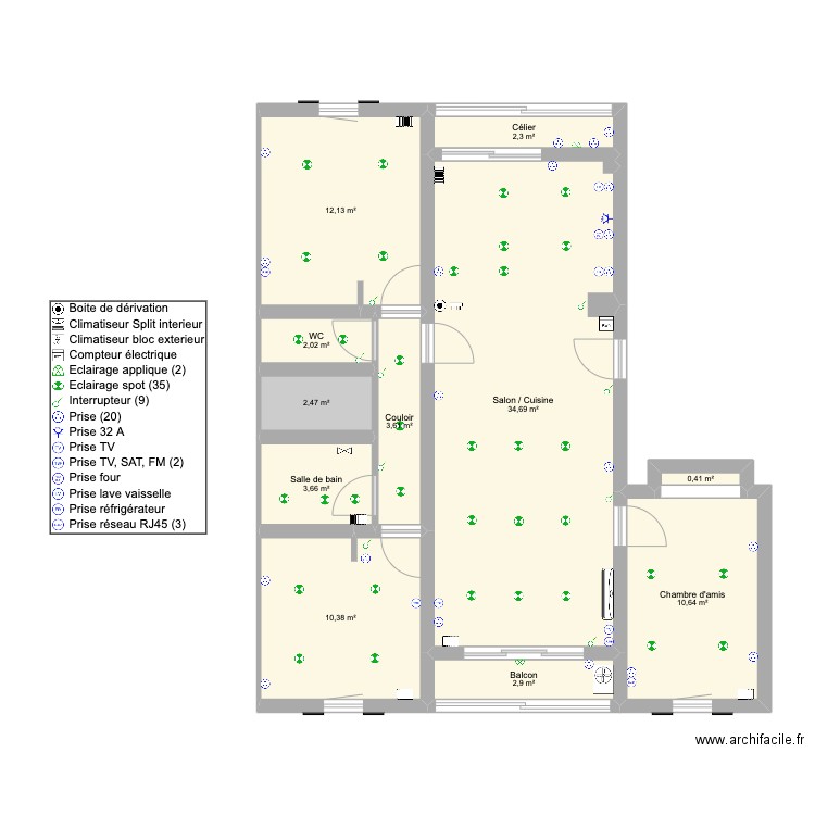 Chantier Antresangle. Plan de 11 pièces et 85 m2