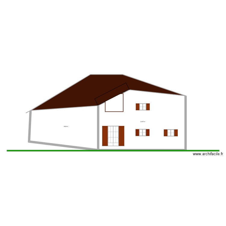 Gover. Plan de 4 pièces et 204 m2