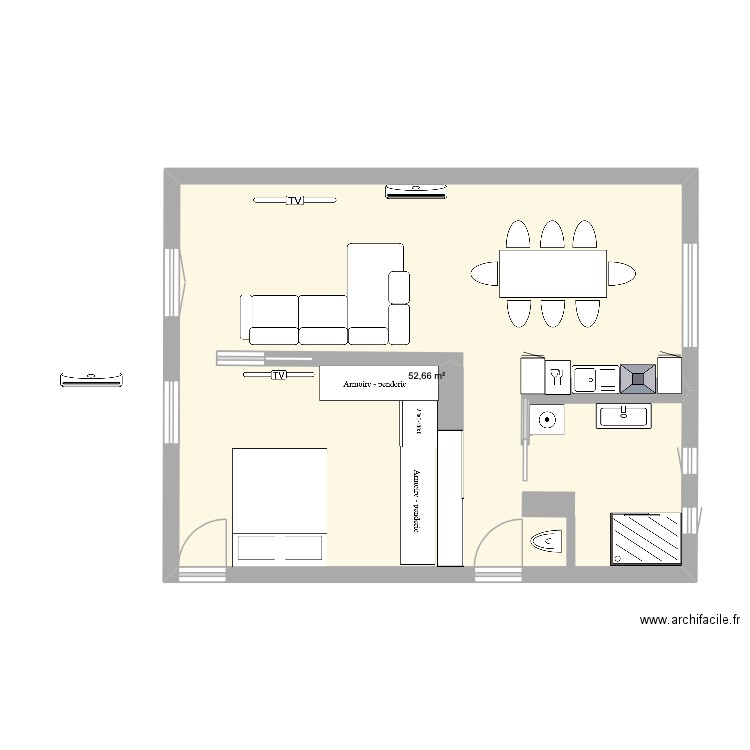 NOHAM ET LIDYA. Plan de 1 pièce et 53 m2