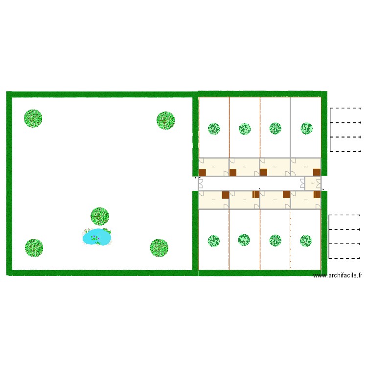 Chenil. Plan de 9 pièces et 123 m2