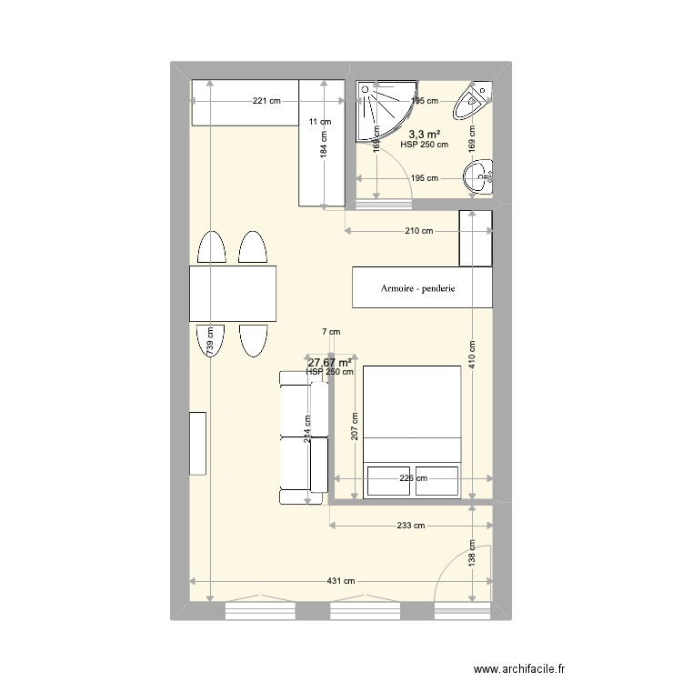 Appartement Palaiseau. Plan de 2 pièces et 31 m2