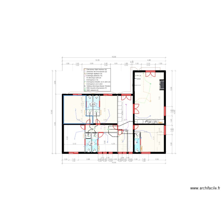 Coloc RDC ECL. Plan de 13 pièces et 123 m2