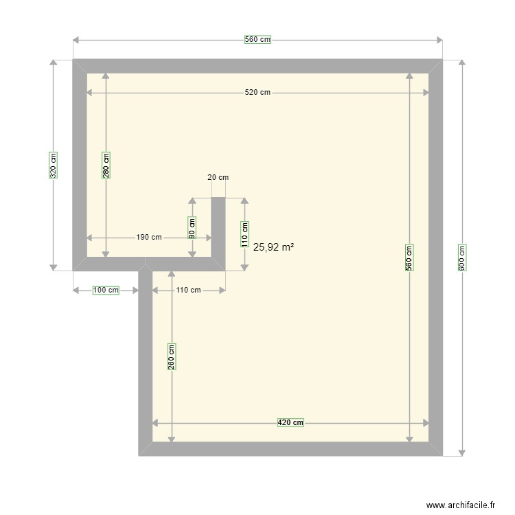 VIDE SANITAIRE. Plan de 1 pièce et 26 m2