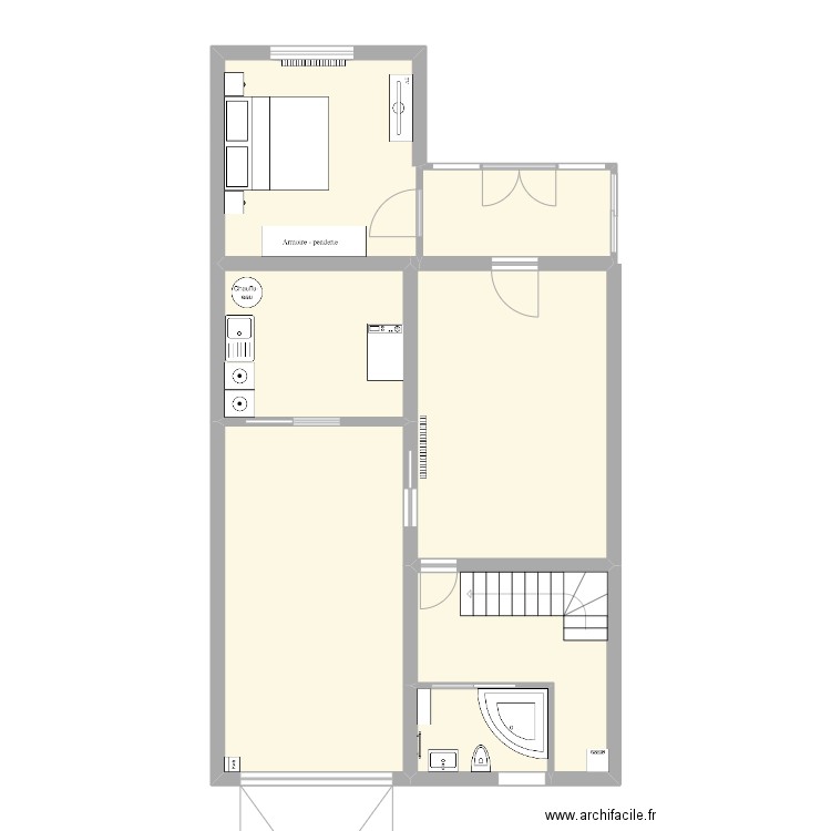 Maison Conflans. Plan de 6 pièces et 72 m2