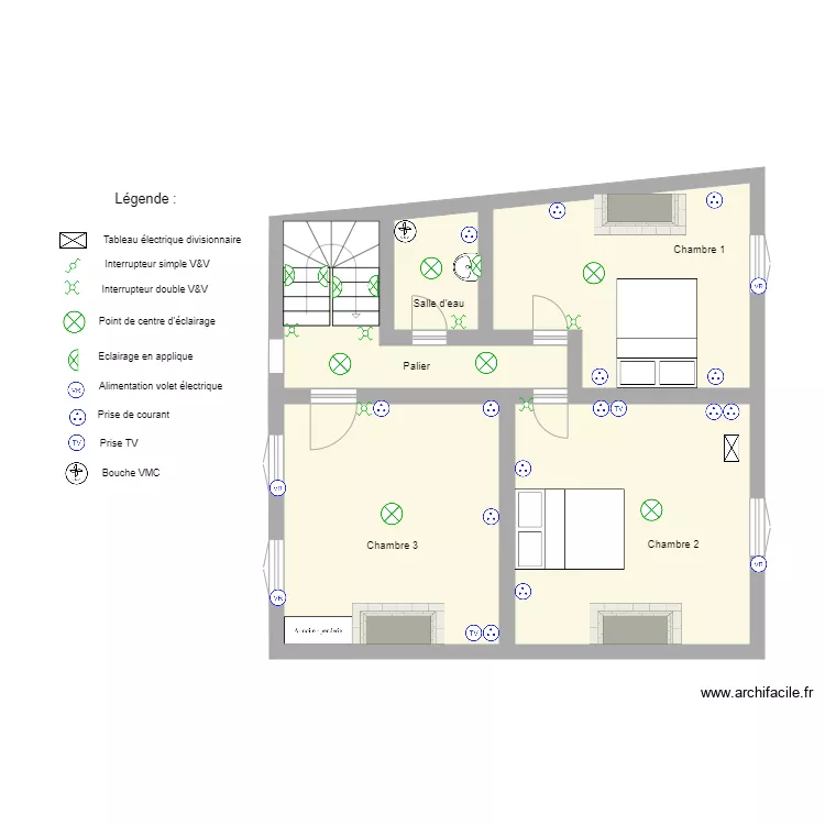Etage 1  DUPREZ  LAMOUR. Plan de 