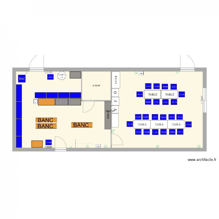 Implantation Vestiaire. Plan de 0 pièce et 0 m2