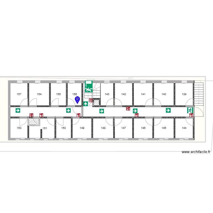 Plan évacuation rocade Chambre 156. Plan de 0 pièce et 0 m2