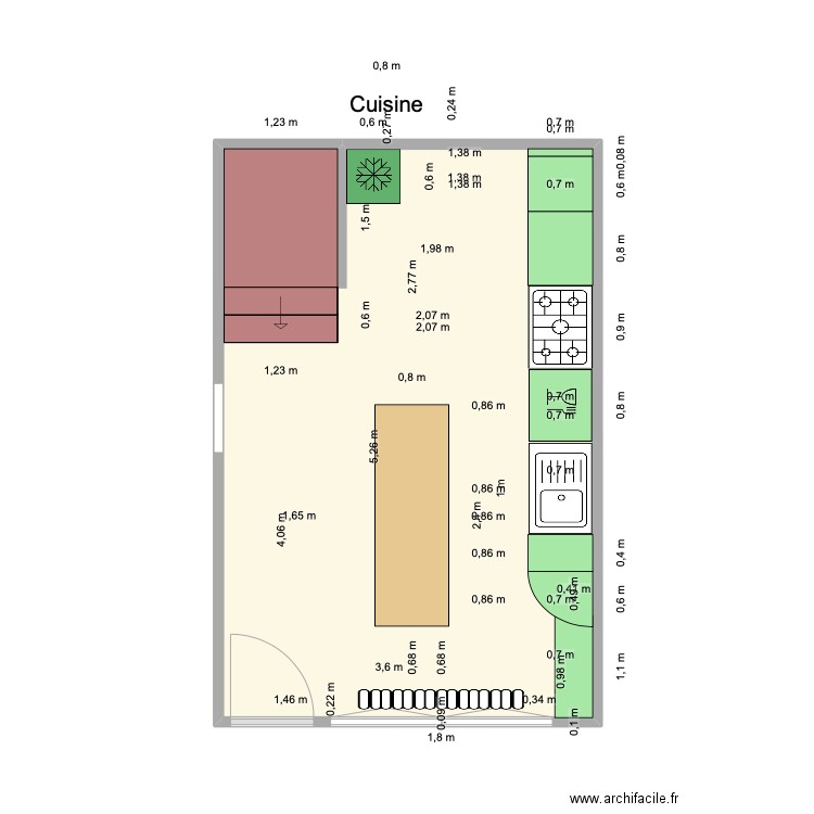 DERNIER Cuisine piece à vivre . Plan de 1 pièce et 25 m2