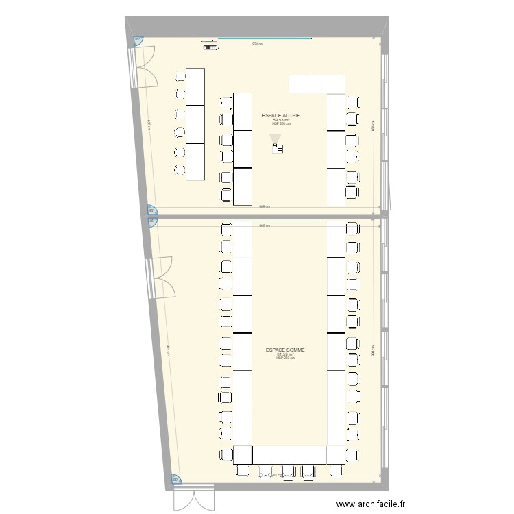 Salle Conseil 1er étage Agence de  l'Eau Artois Picardie eg 06 04 2022. Plan de 2 pièces et 141 m2