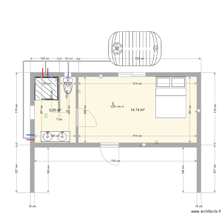 ChambreVillaManiron. Plan de 0 pièce et 0 m2