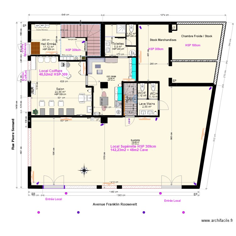 LeParisCoiffCombCU2. Plan de 93 pièces et 848 m2