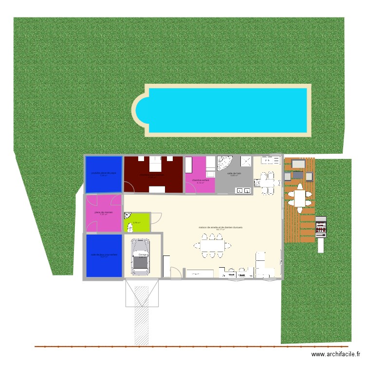 maison de amelie et de damien duroueix. Plan de 9 pièces et 125 m2