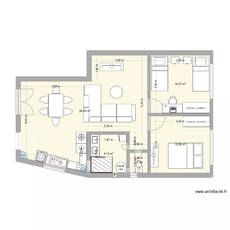 Mon Projet. Plan de 5  et 56 m²