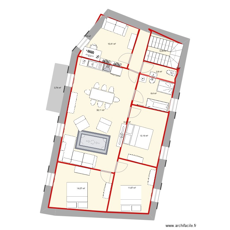 Gabrielli V1. Plan de 12 pièces et 106 m2