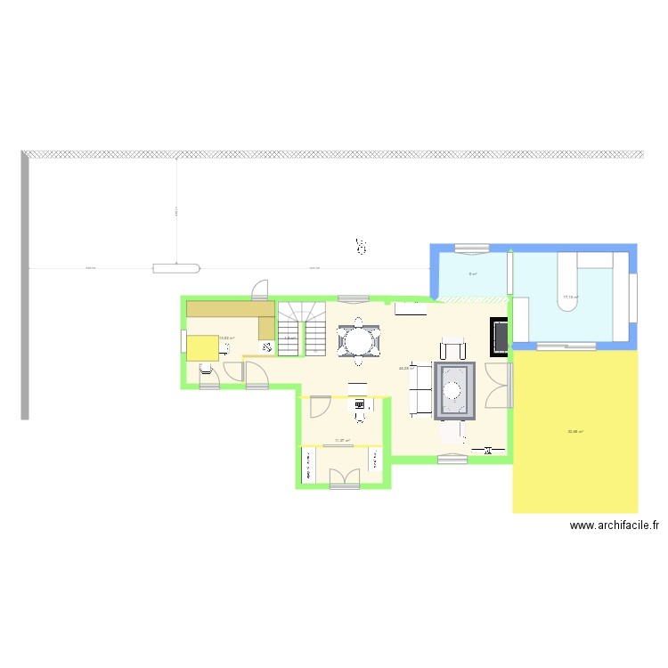 permutation cuisinechambre. Plan de 7 pièces et 124 m2