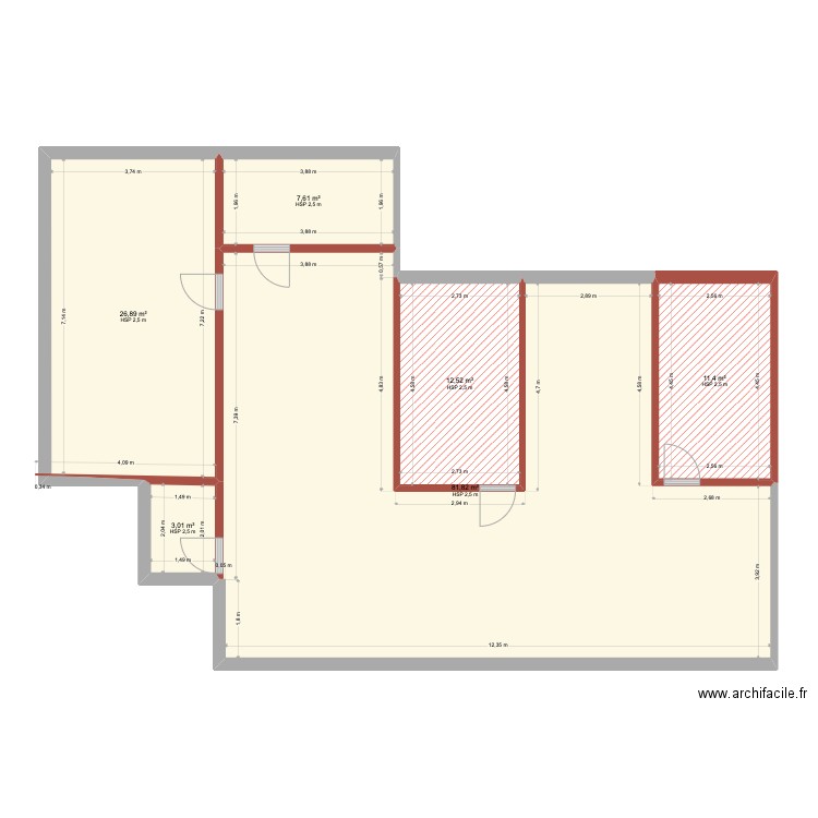 compiegne initial. Plan de 6 pièces et 143 m2