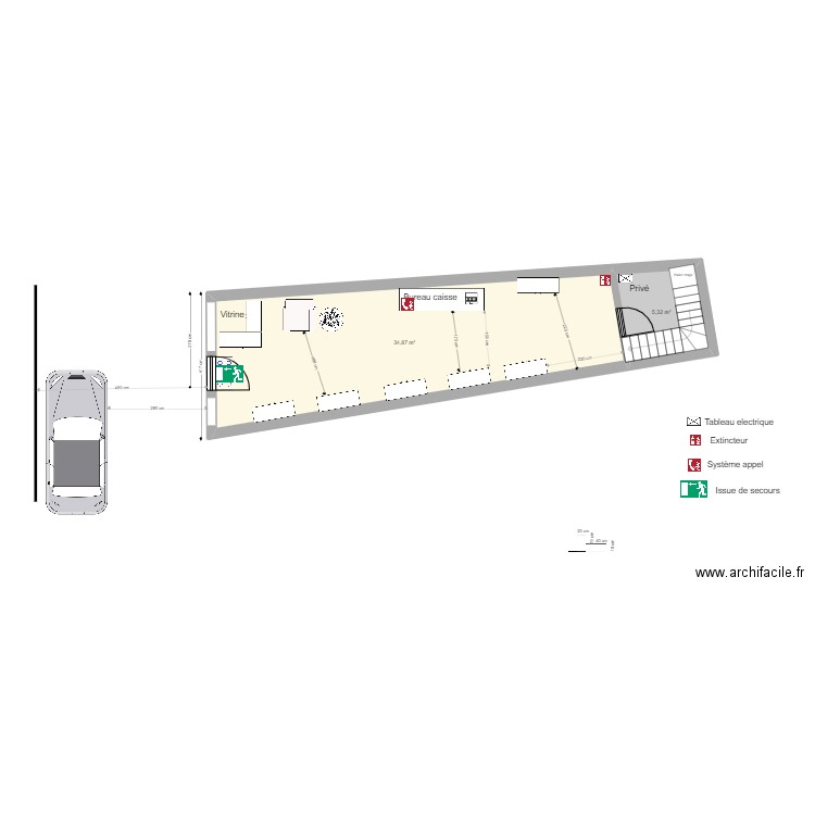 CURIEUX BAZAR SSI. Plan de 3 pièces et 81 m2