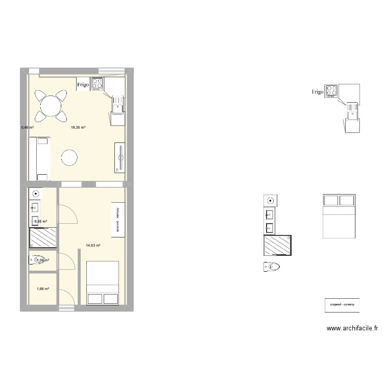 App. 7 St Laurent. Plan de 6 pièces et 41 m2