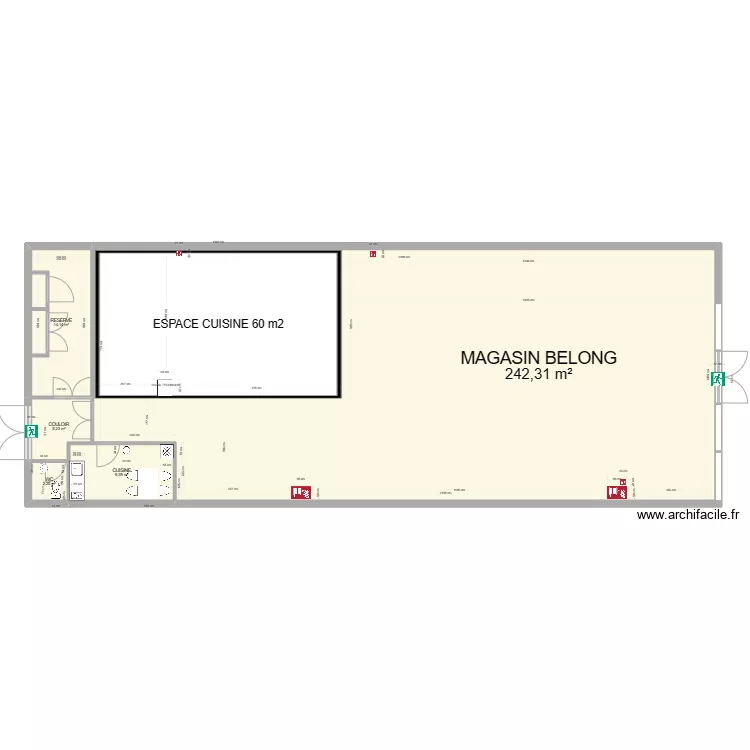 Plan 2D CDC Magasin BELONG V2 vide. Plan de 