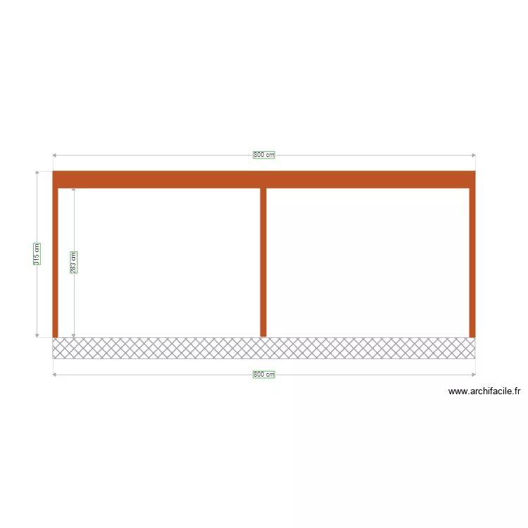 carport vue de côté. Plan de carport vue de côté. Plan de