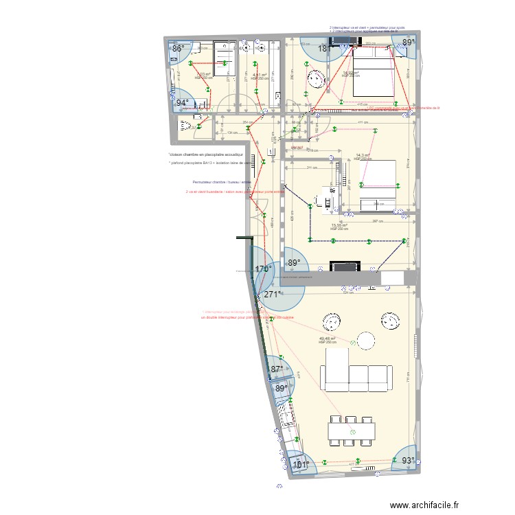 LEDIBERDER V8. Plan de 8 pièces et 107 m2