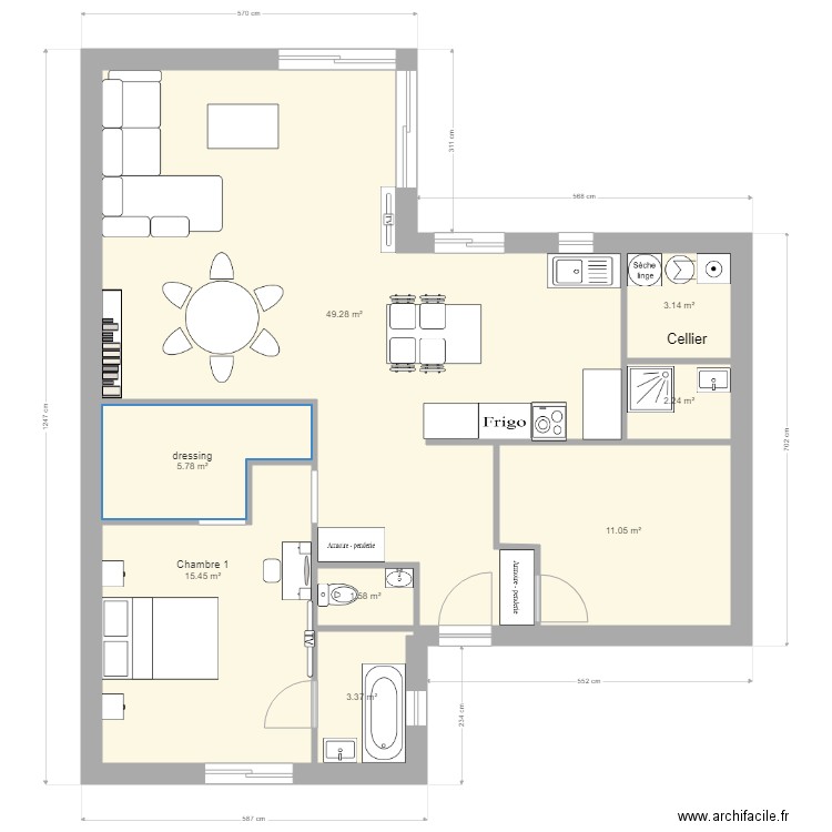PLAIN PIED. Plan de 0 pièce et 0 m2