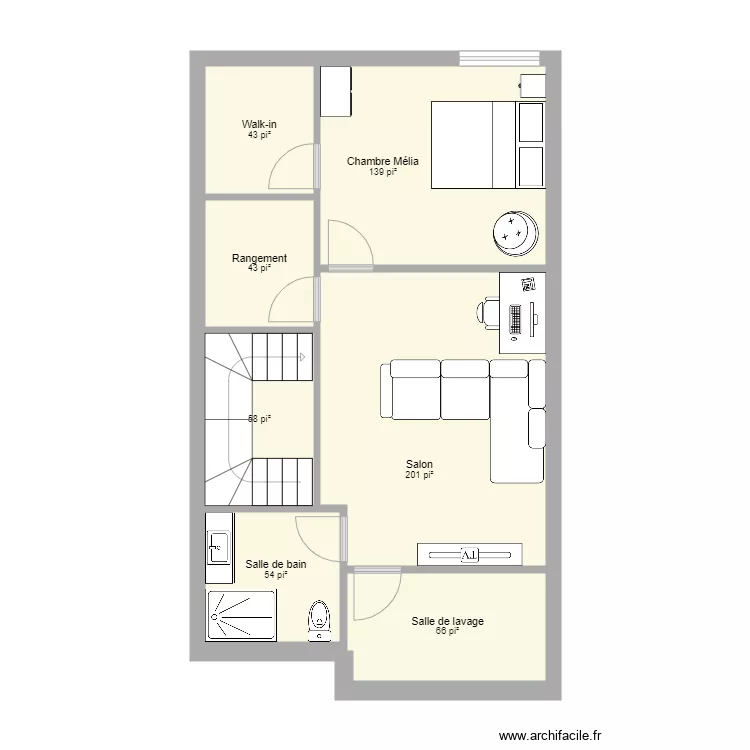 Maison de ville Travers&eacute;e SOUS SOL. Plan de 