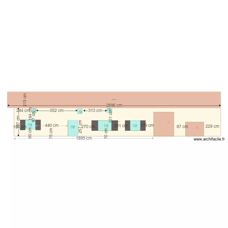Fa&ccedil;ade ouest modifi&eacute;e. Plan de 