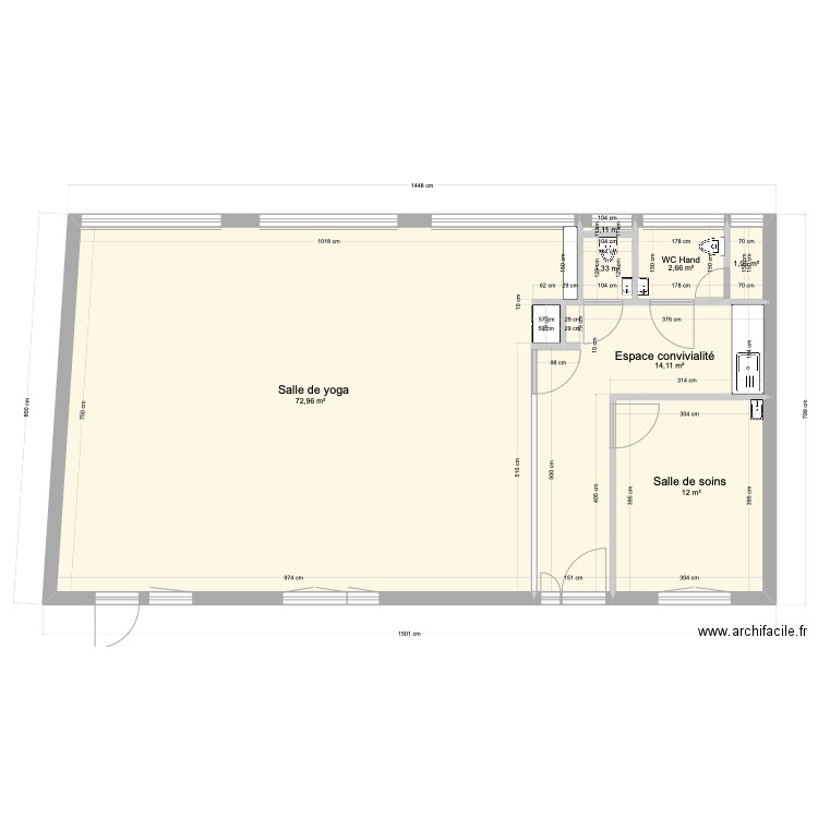 Centre yoga projet 7. Plan de 7 pièces et 104 m2