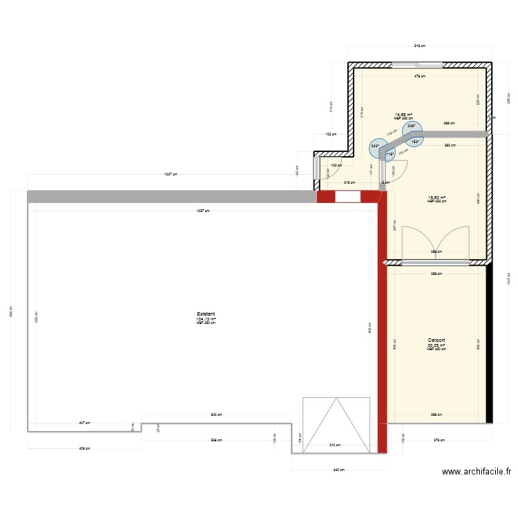 extention maison. Plan de 3 pièces et 147 m2
