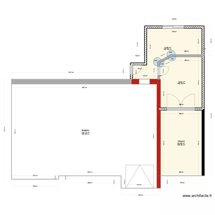 extention maison. Plan de 