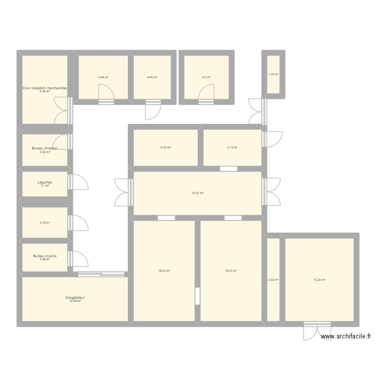 Plan 1. Plan de 17 pièces et 131 m2