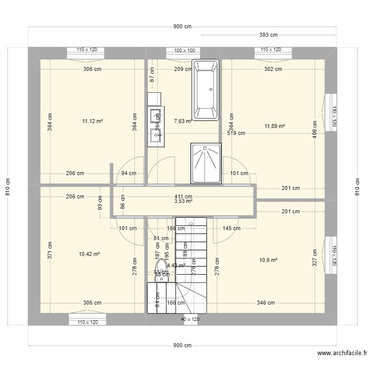 ETAGE PAPA DEF. Plan de 7 pièces et 60 m2