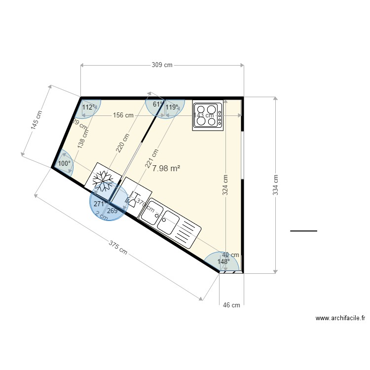 ETOILE cuisine meublée. Plan de 0 pièce et 0 m2