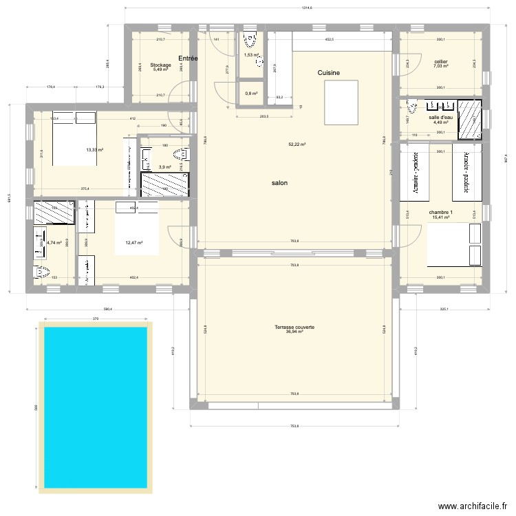 hily 120722. Plan de 12 pièces et 158 m2