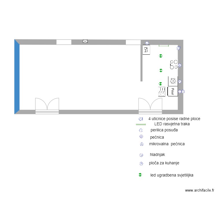 Jug-Istok. Plan de 1 pièce et 37 m2