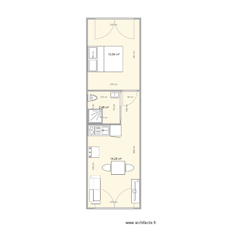 CHOB Exemple de T2. Plan de 0 pièce et 0 m2