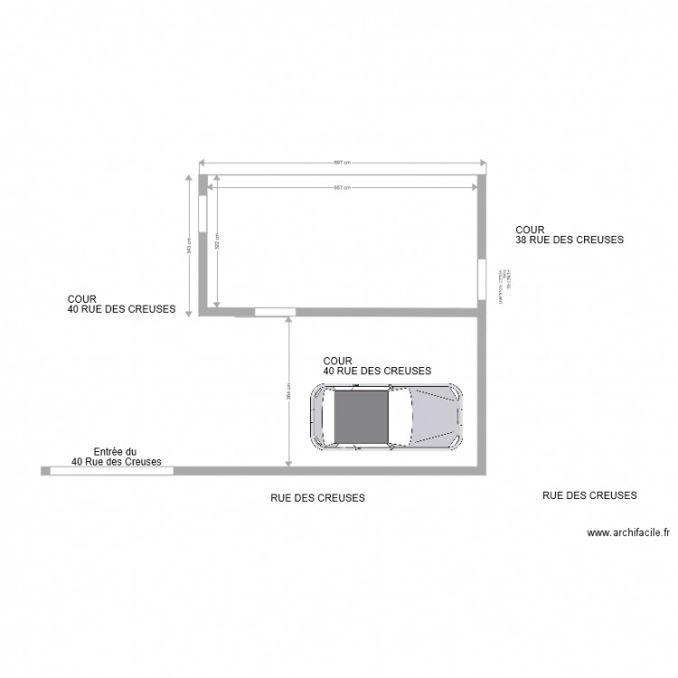 PLAN COUR BATIMENT EXISTANT. Plan de 0 pièce et 0 m2