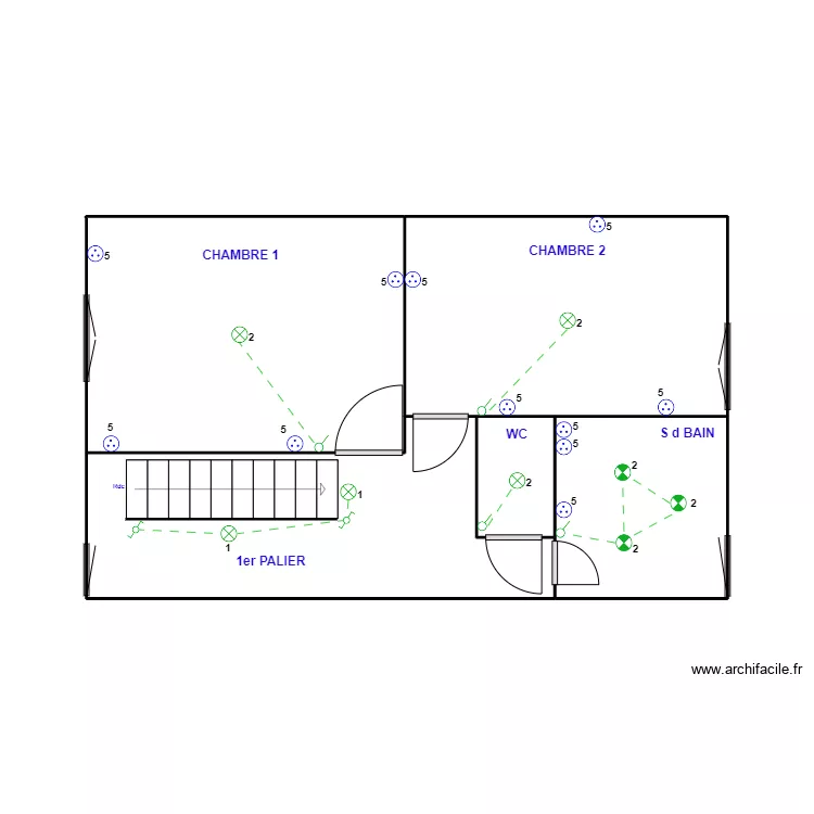 1er ETAGE WAMBRECHIES Electricité. Plan de 1er ETAGE WAMBRECHIES Electricité. Plan de