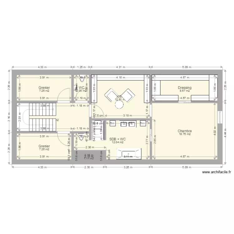 Maison grenier 18c. Plan de 