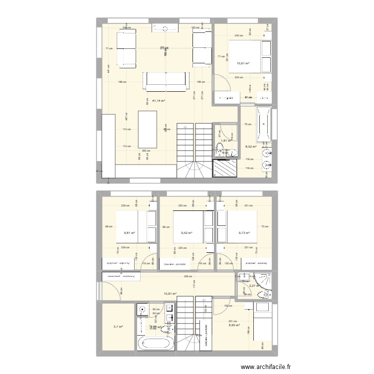 chalet 2. Plan de 12 pièces et 119 m2