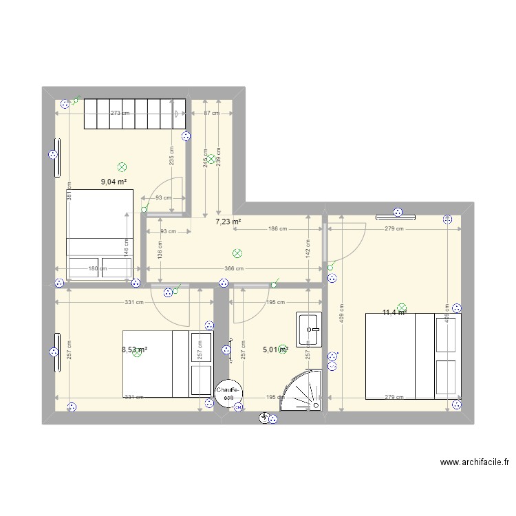 2E ETAGE SAMER. Plan de 5 pièces et 41 m2