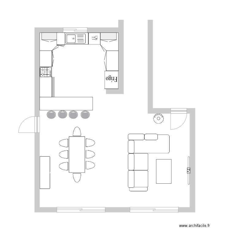 SALON CUISINE BOUDOU. Plan de 0 pièce et 0 m2