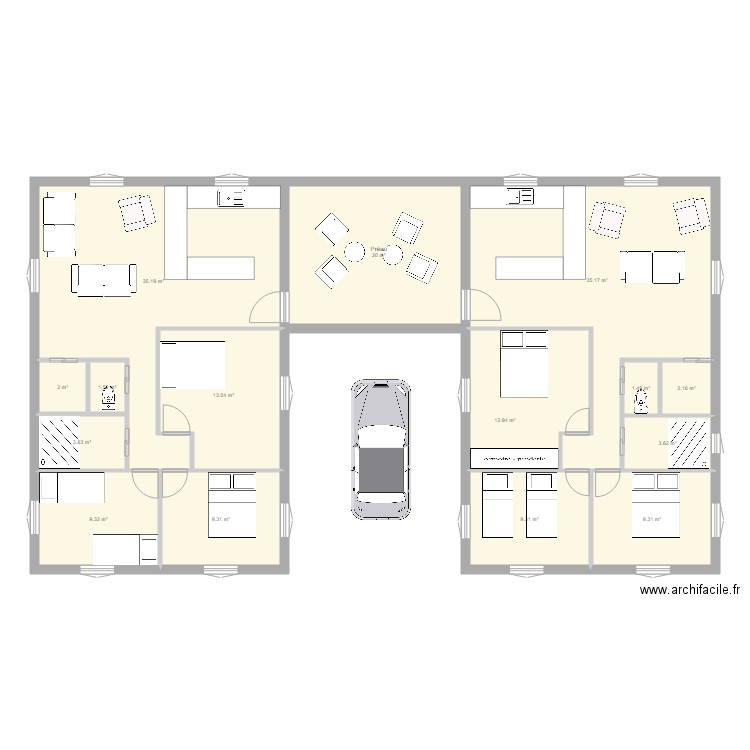 maison jumelle. Plan de 0 pièce et 0 m2